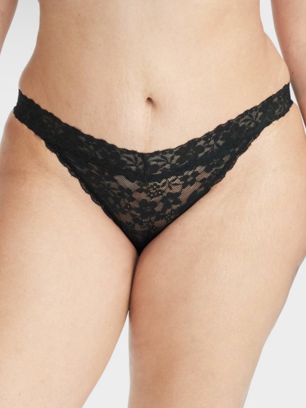 Auden Lace V-Front Bikini Panty - Black Floral